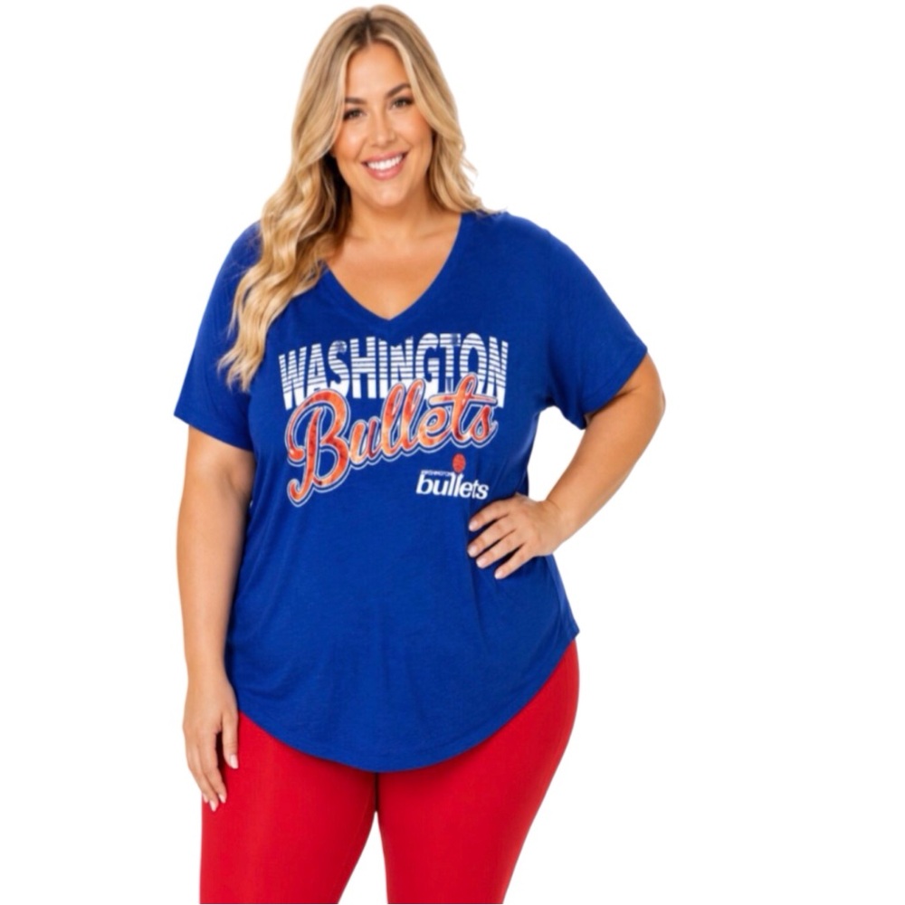 Washington Bullets Womens Top Size 2XL Red Sparkle Logo G-III 4 Her NBA